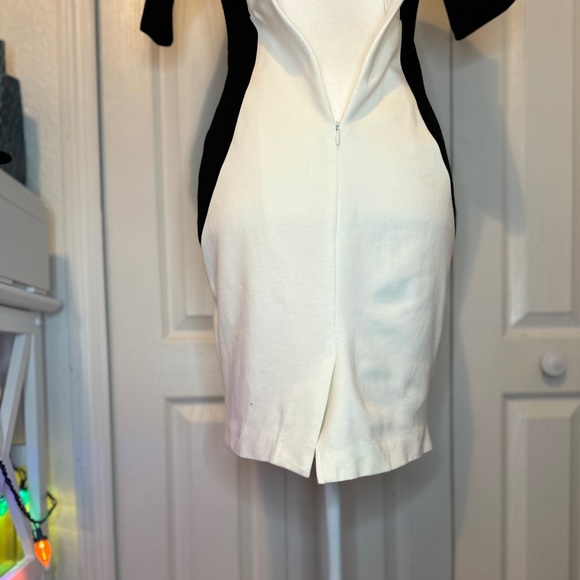 Trina Turk Womens Knit Color Block Short Sleeve Sheath Dress White Black Size 0 - Picture 5 of 11